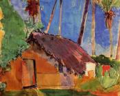 保罗 高更 : Thatched Hut under Palm Trees